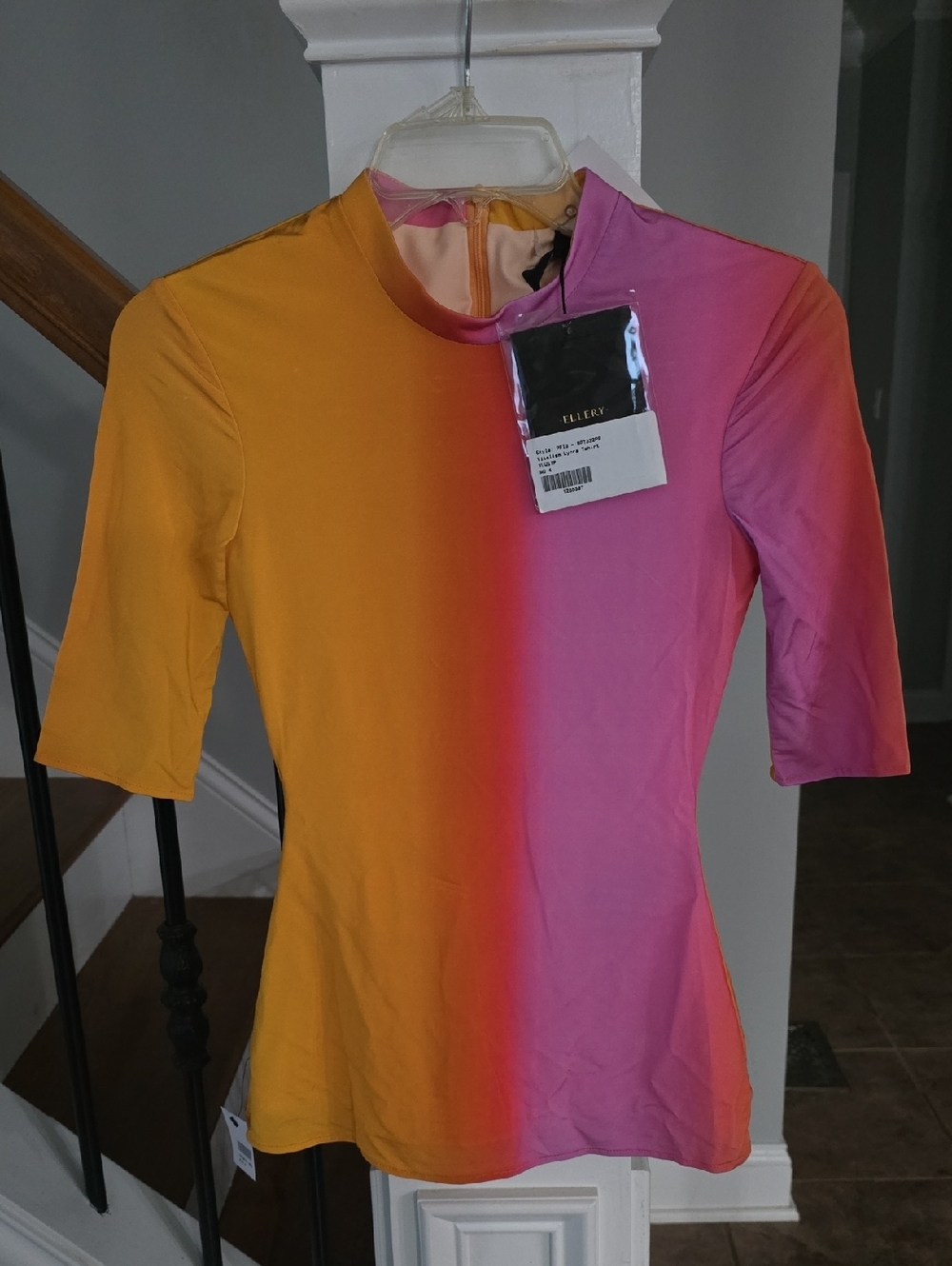 Nwt Ellery Orange-to-Pink Ombre Short Sleeve Top sz 4